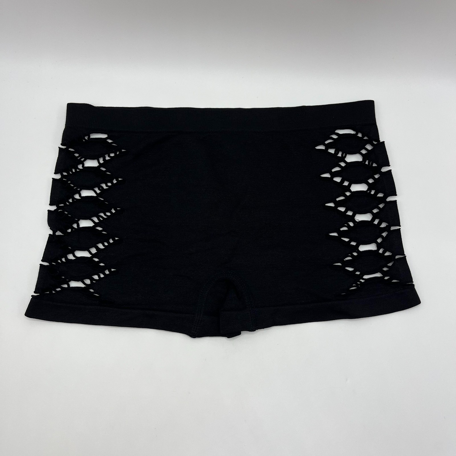 3 Pcs Women’s Simple Solid Color Geometric Hollowed-Out Boxer Briefs, Mid-Rise