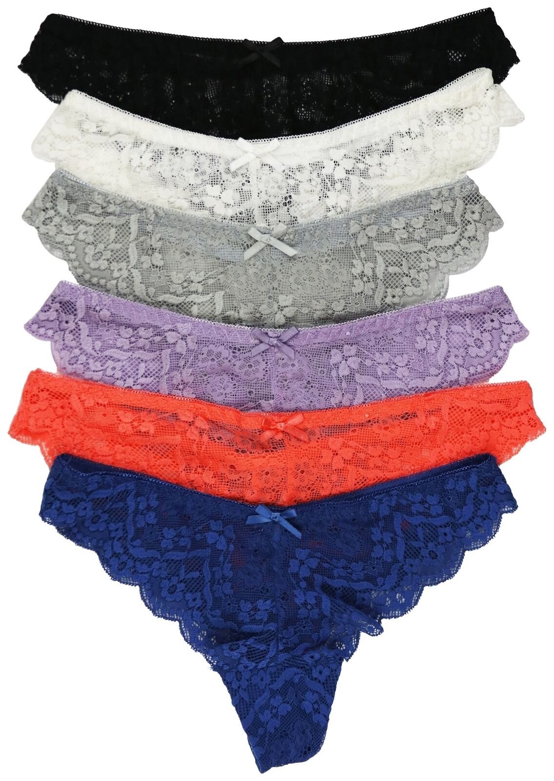 ToBeInStyle Women’s 6-Pack Sexy Delicate Sheer Floral Lace Design Underwear