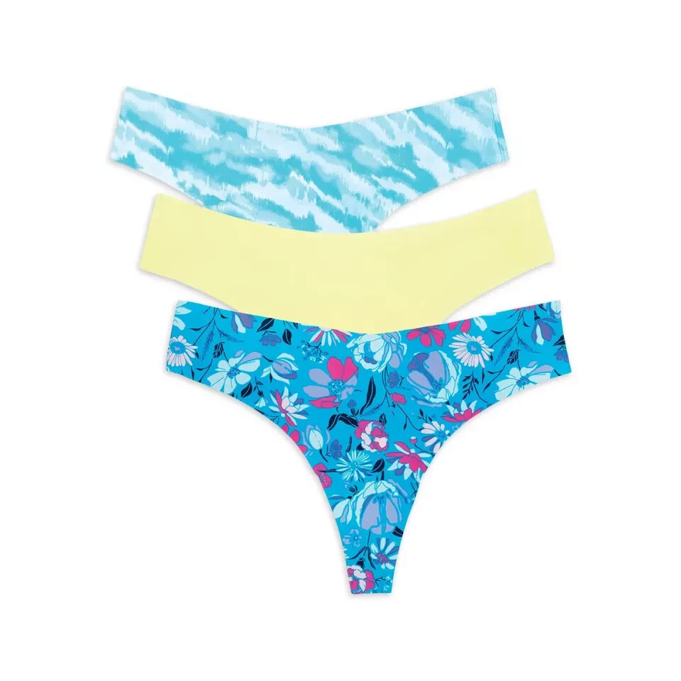 No Boundaries No-Show 3-Pack Thongs Panties Multicolor Size XXL(19) LOT OF 2
