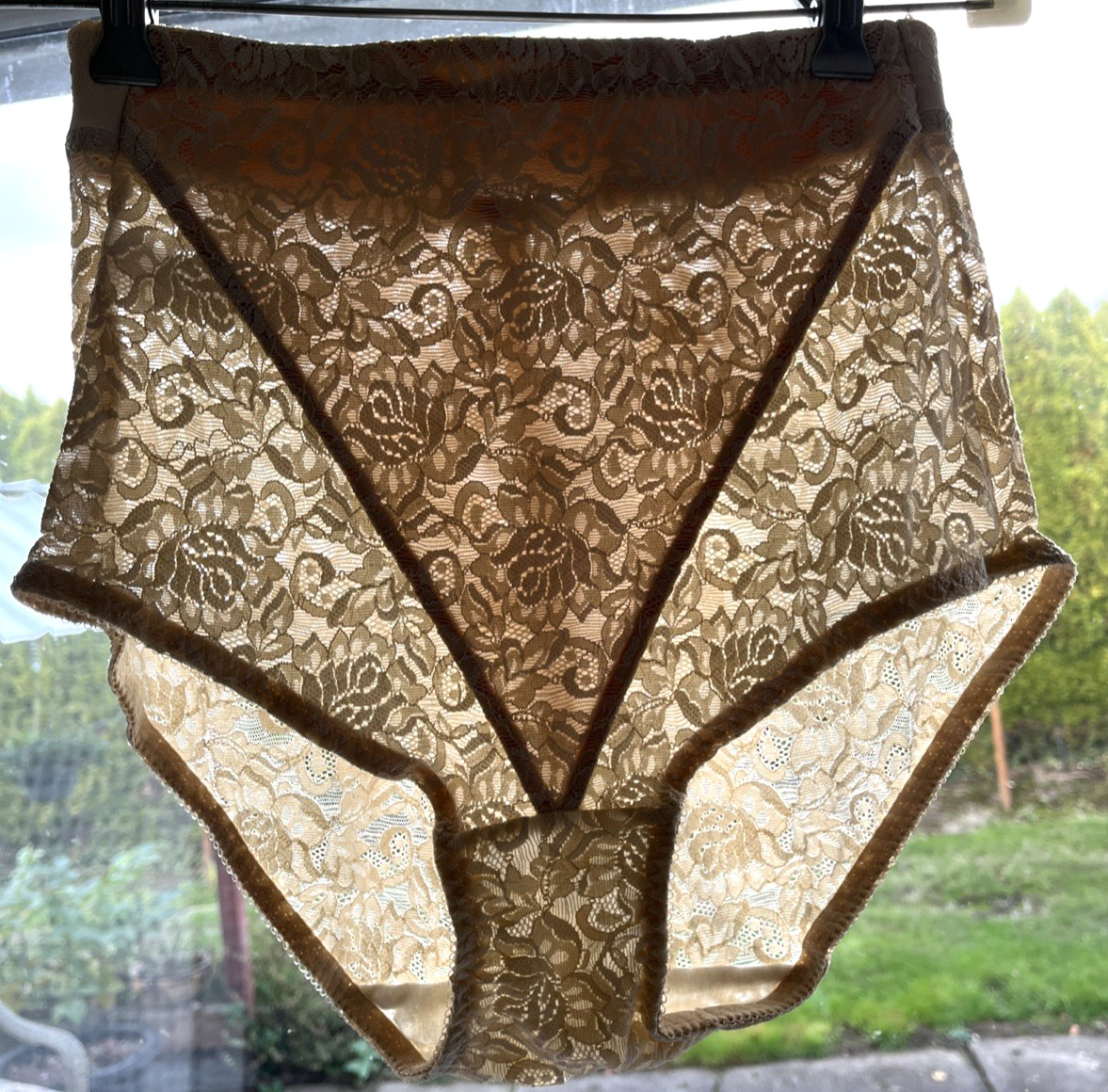 DKNY Lace Panties Shapewear 35611 Ivory/Beige Tummy Panel Panty Girdle NWOT