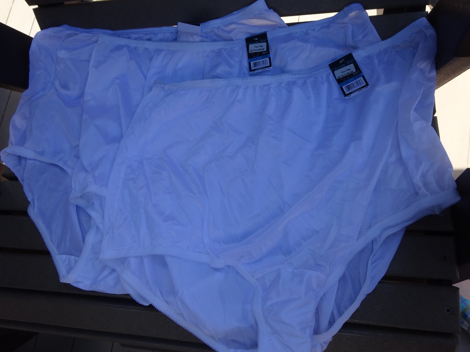 Vanity Fair Perfectly Yours Brief Star White Nylon Panties Sz 9 2XL 3 Pair