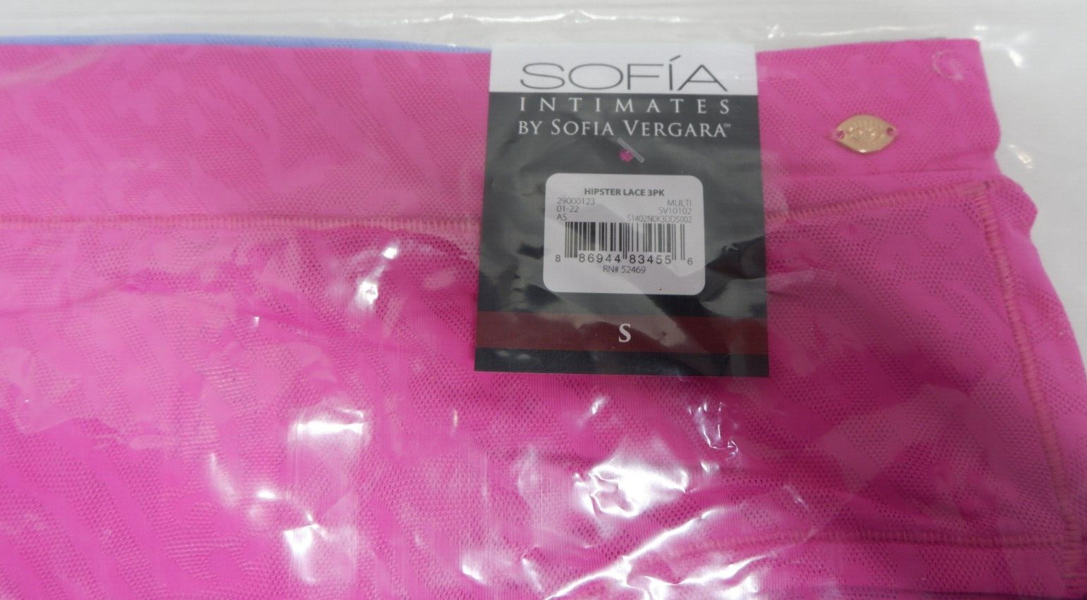Sofia Intimates Women’s Lace Hipster Panties 3 Pk Size S Rose/hydrangea/black