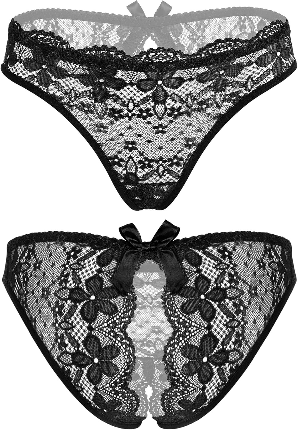 Women Lace Panties Floral Lace Briefs Sexy Hollow Out Bow Underwear 1-4 Pack