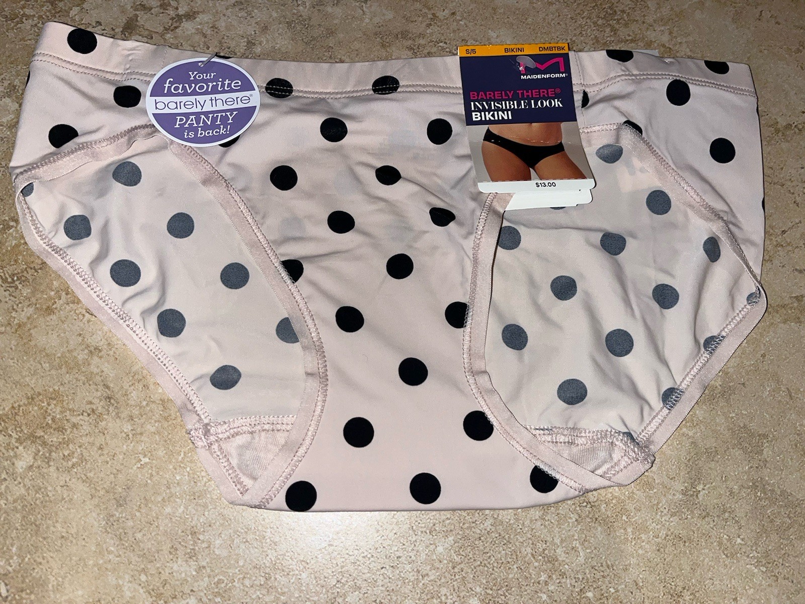 NWT Maidenform Invisible Look BARELY THERE Pink Polka Dot Bikini Panty Small 5