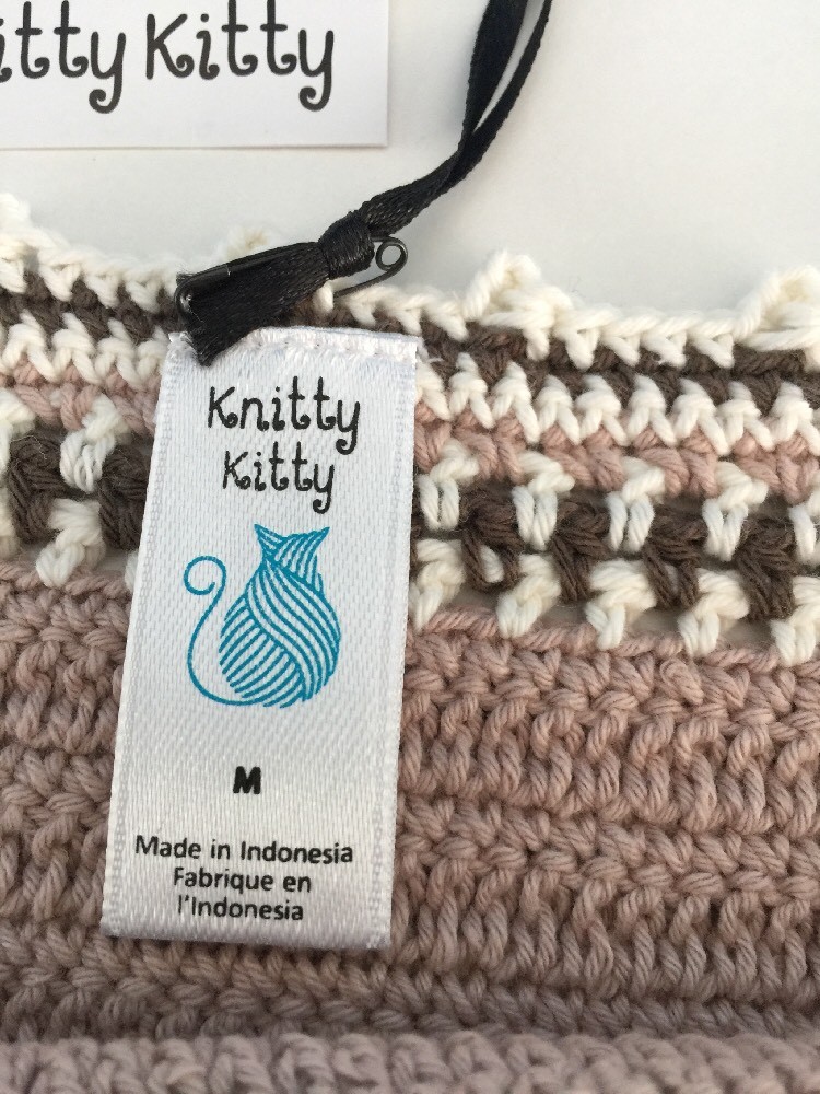 Knitty Kitty Knitimates Knit Crochet Tan Side Tassle Bikini Panty Medium NWT