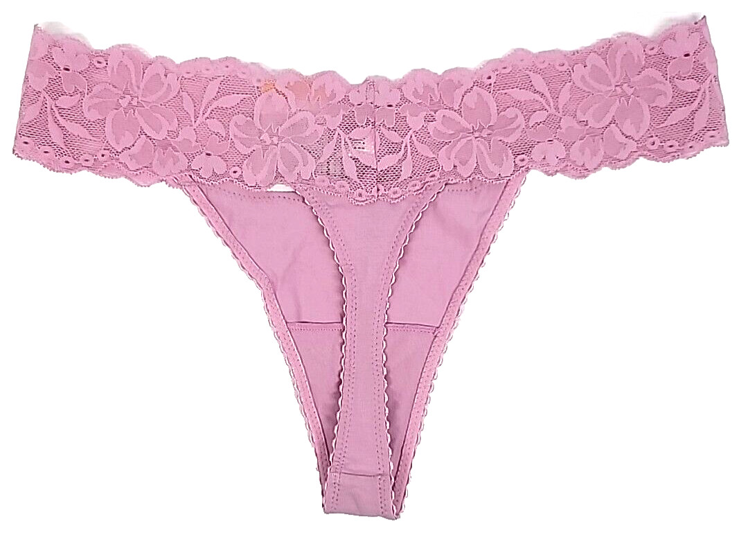 Auden Thong Panties Size M Pink & Black Lace, Heather Gray Cotton 4-way Stretch