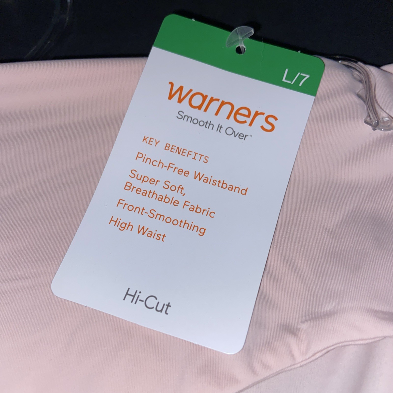 WARNERS PALE PINK SMOOTH IT OVER BRIEF PANTIES / Large / 7