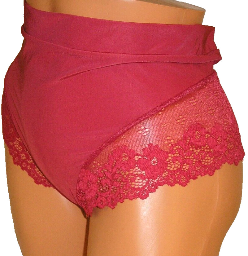 Panties Lingerie Lace Bottom Red High Waist Thong XL Adult Gift