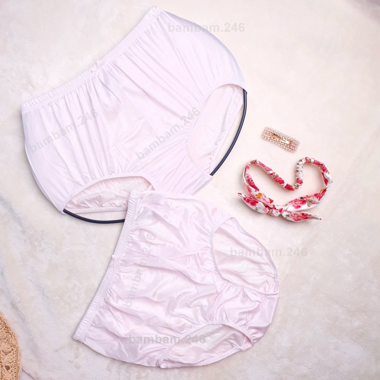 6 Pcs Silky Nylon Underwear Pink Color Lingerie High Waist Plus Size L Panties B