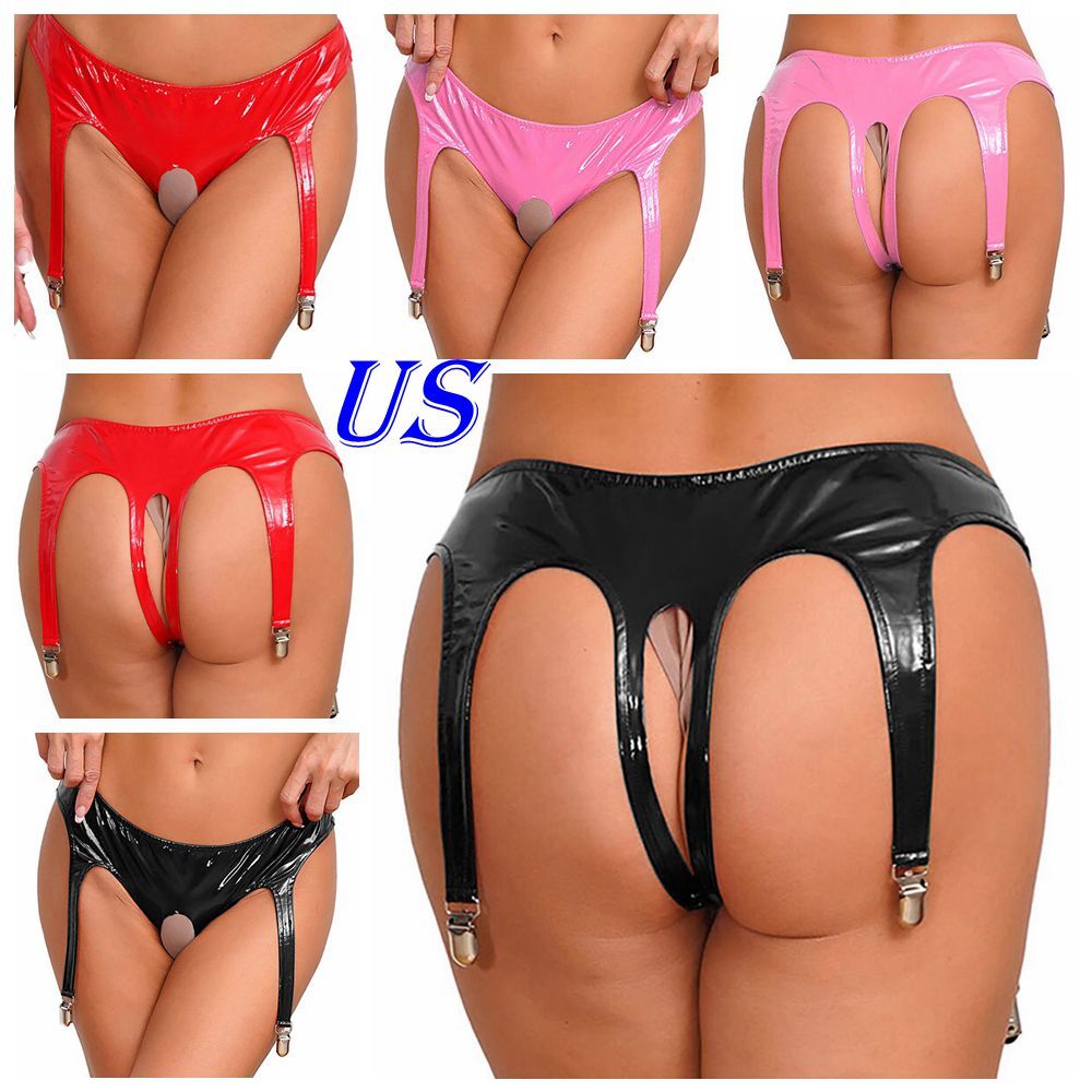 US Women Open Crotch Underwear Garter Belt Lingerie Cutout Panties Tanga Knicker