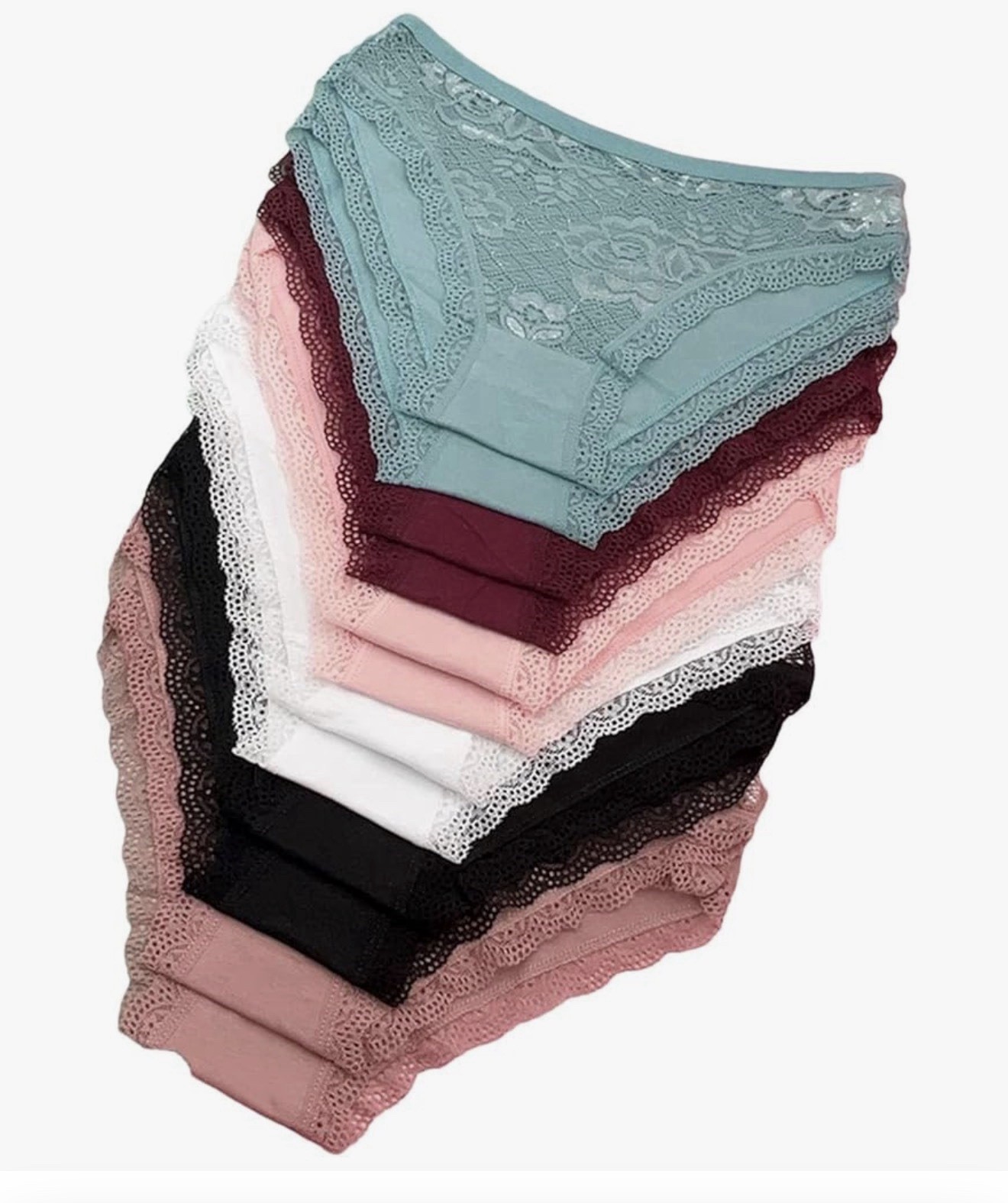 Multicolor Lace Floral Brief Panties Women’s 12 Pack Regular Stretch 95/100