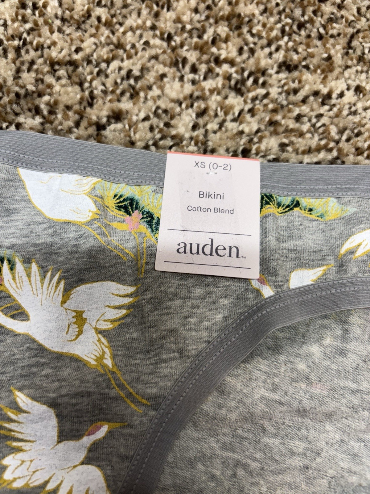 Auden Gray/Multi-Color Cotton Blend Bikini Panty. Size: XS.