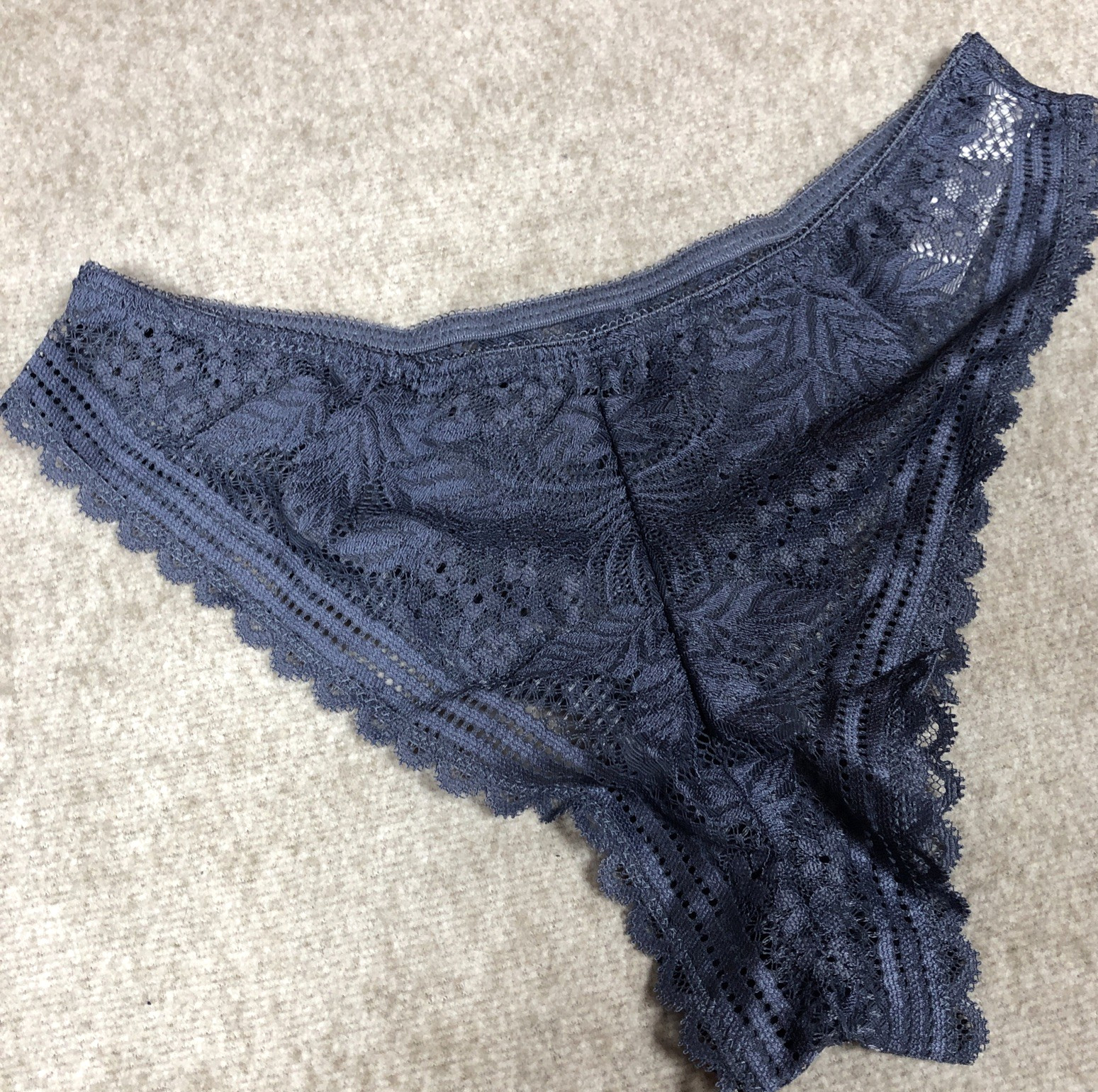 LA REDOUTE Women’s Signatures Jeanne Lace Tanga Knickers S UK 6-8 Blue