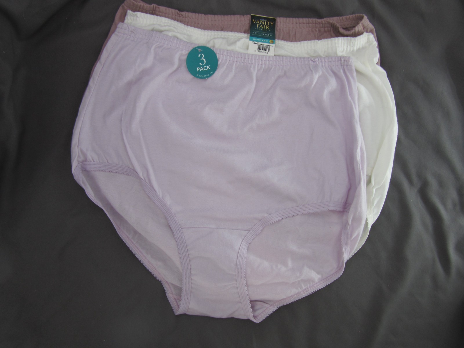 New set /3 VANITY FAIR perfectly yours classic BRIEFS 15320 WHITE LILAC CHOCO M