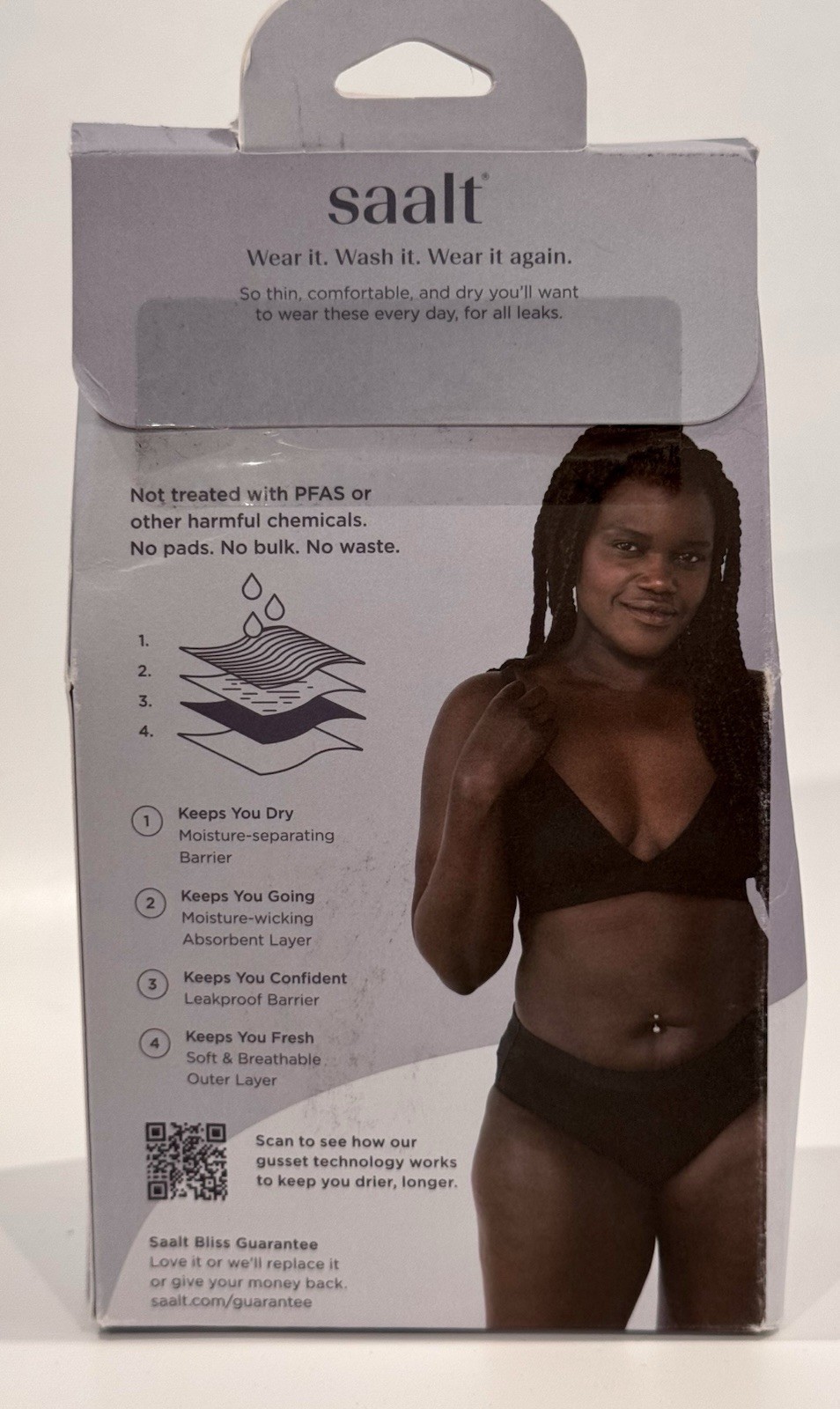 Saalt Women’s Leak Proof Period Bikini Underwear Super Absorbency, 4XL Black