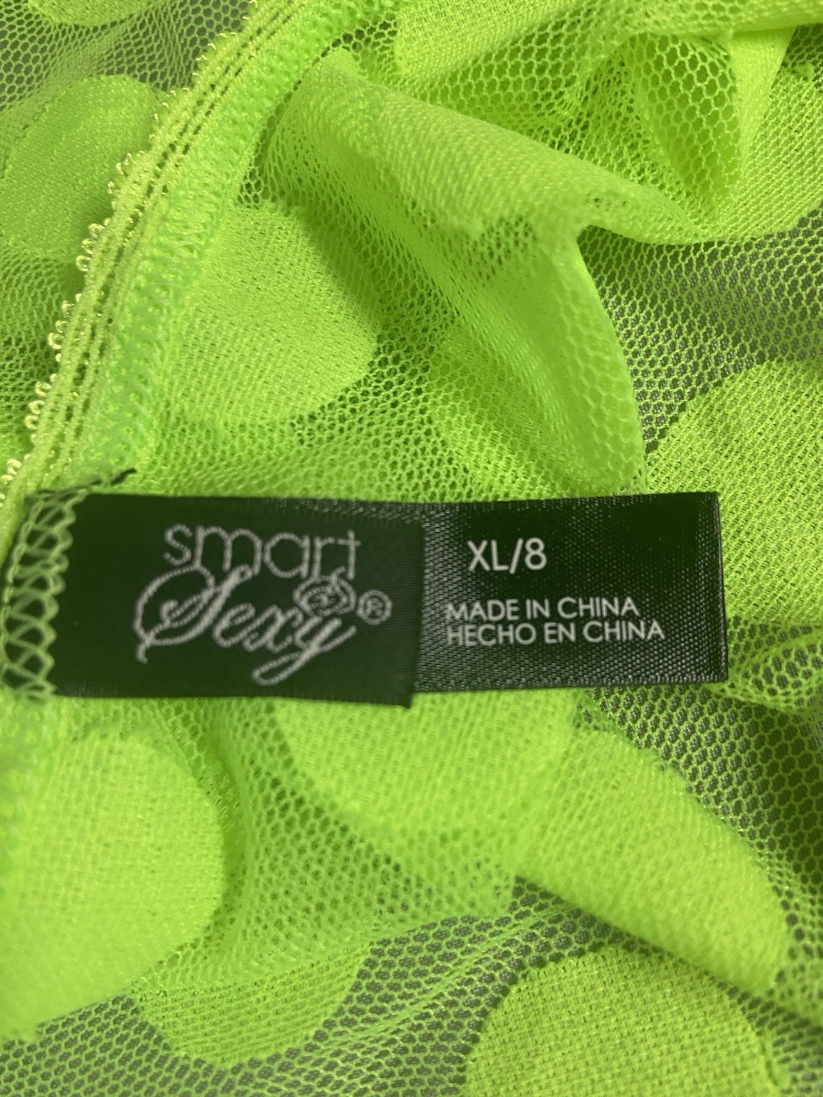 Smart & Sexy Underwear Womens XL/8 Lace Bikini Neon Green Polka Dots NWOT