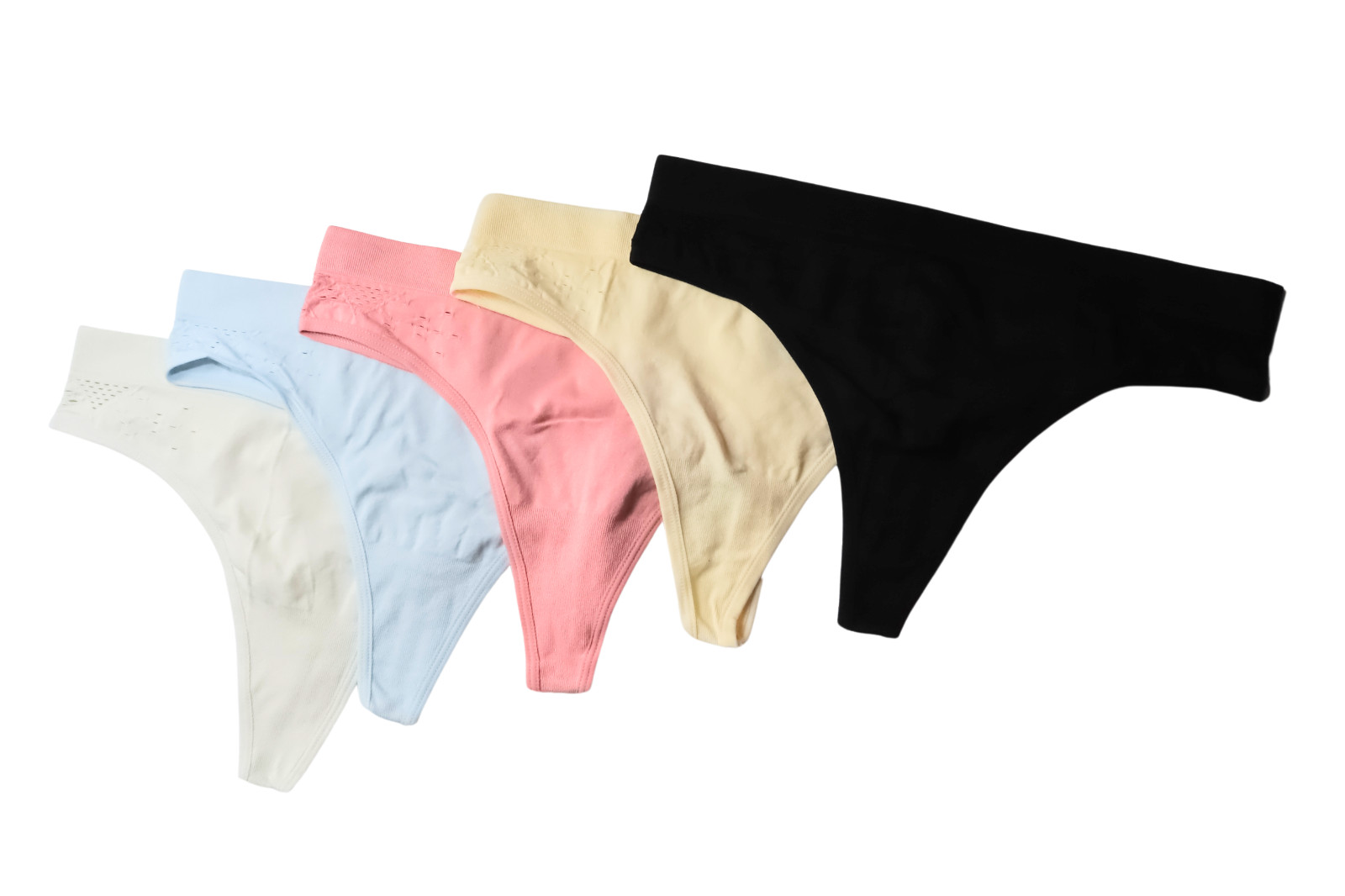 5 Pack Women’s Thong Panties Size L Nylon Spandex Assorted Colors
