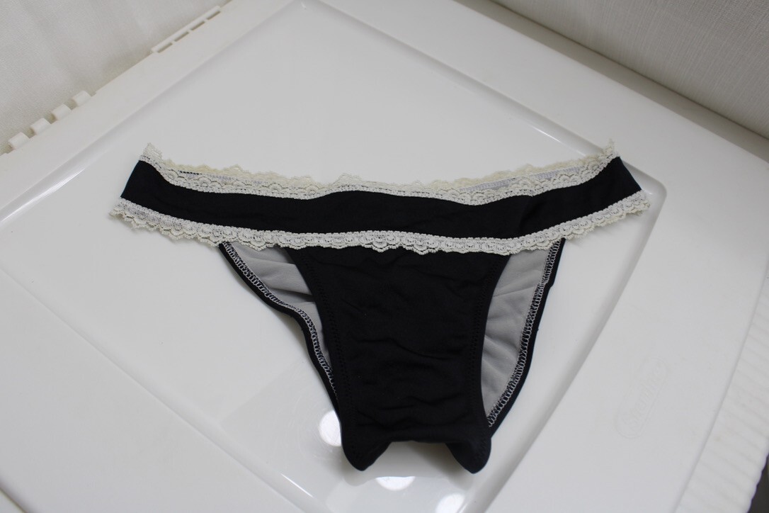 Sissy Full ruched bottom Black White Lace Maid Panties M Love By Lola