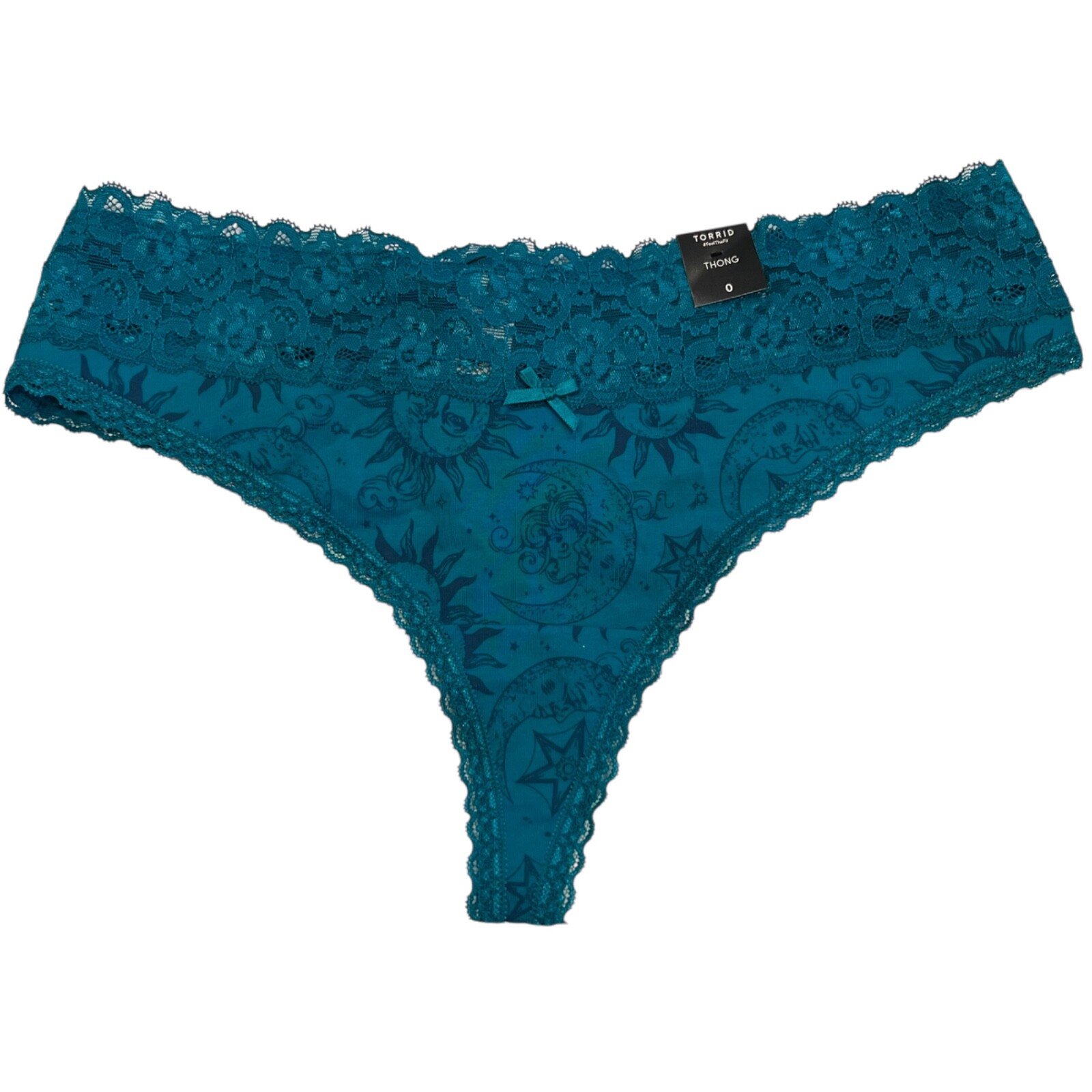 NWT TORRID Thong Pantie Sz 0X-1X-2X-3X-4X Jersey Lace Green Teal Sun Moon