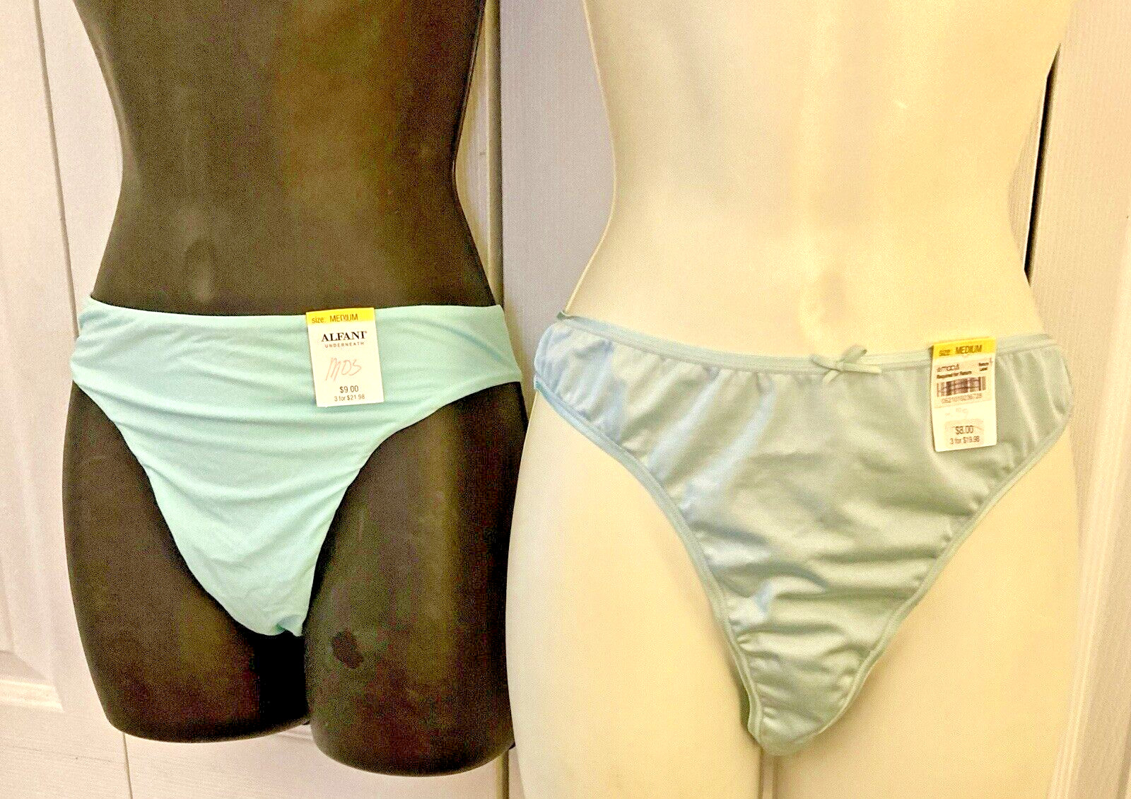2 sz M 6 Thong Panties Alfani Mint Morgan Taylor Aqua Seafoam blended fabric