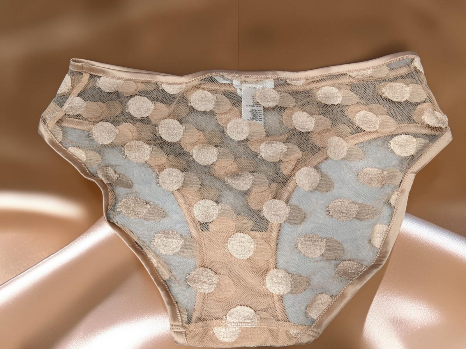 ERES BALLON BULE SATIN TRIMMED POLKA DOT LACE BRIEFS BISCUIT 38/US 6