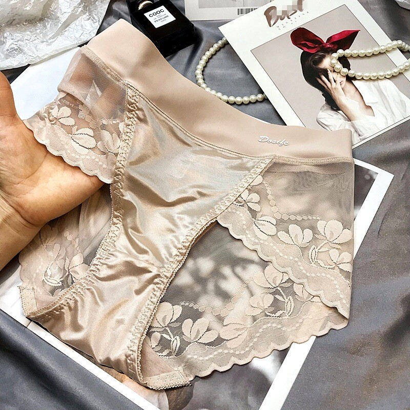 1/6 Pack Lot Women Sexy Sheer Satin Panties Brief High Waist Underwear Lingeries