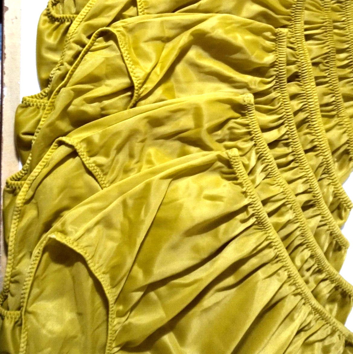 5 Nylon Panties/ High Waisted/ Double Nylon Layer Crotch/Dark Yellow/ XL