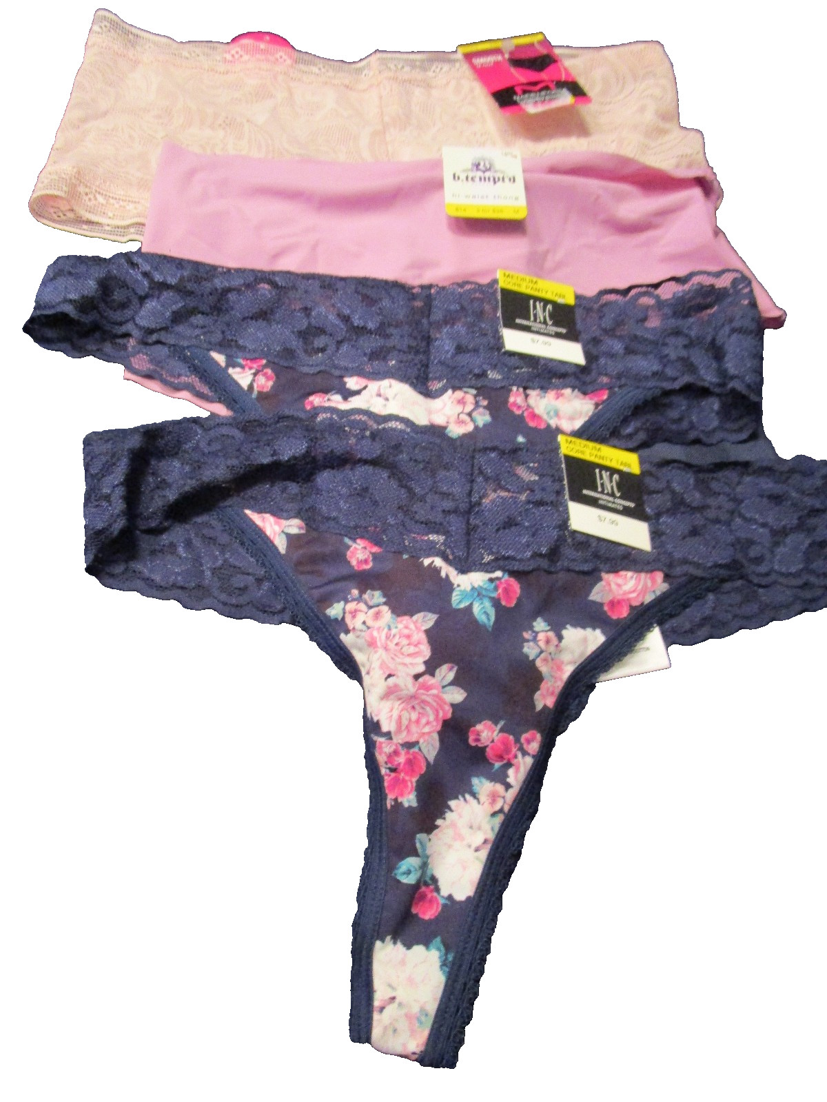NWT LOT OF 4 MAIDENFORM/INC/ B.TEMPT’D THONG PANTIES UNDERWEAR MEDIUM M/6