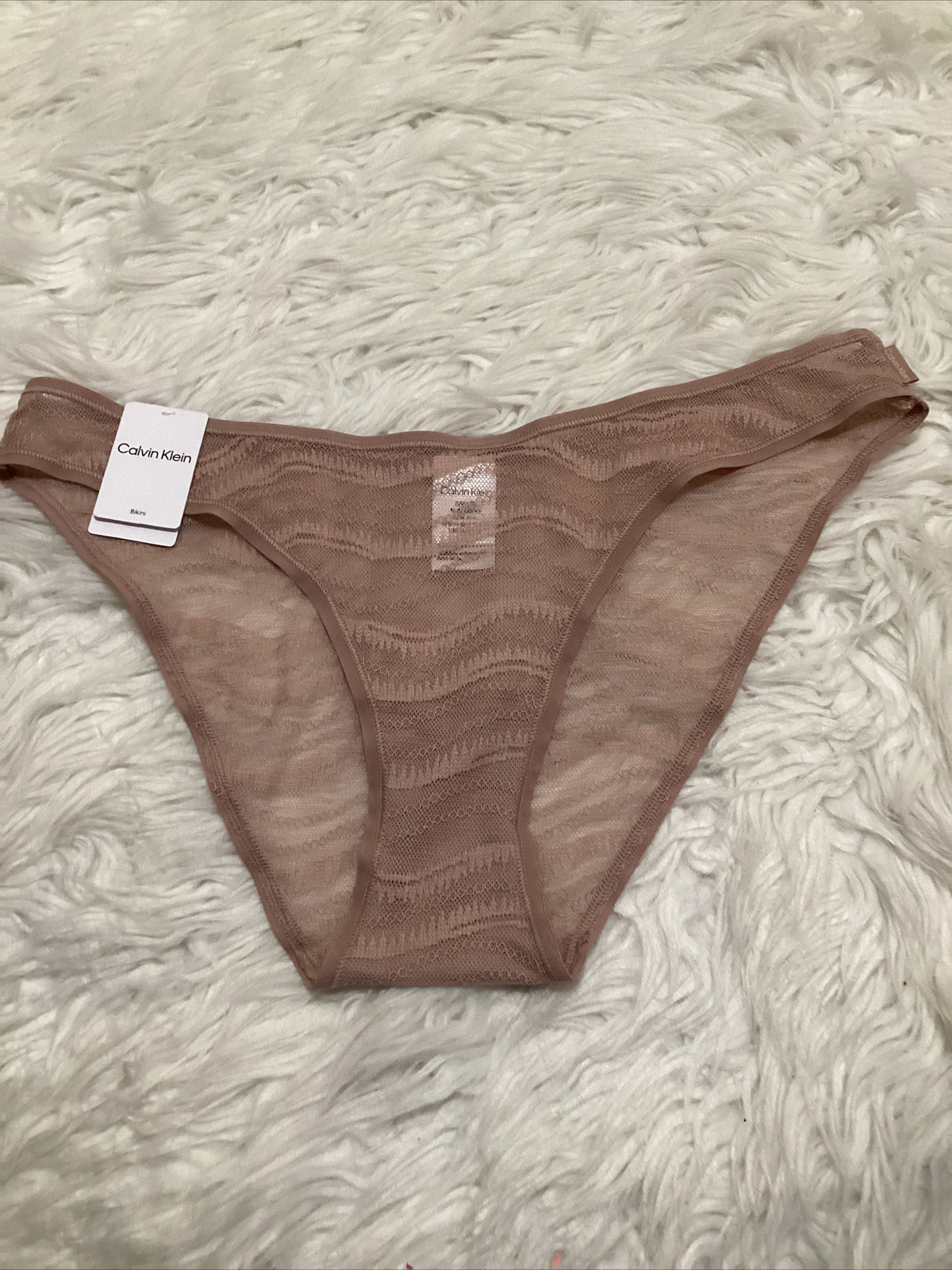 Calvin Klein Sz S. Women’s Underwear Allover Lace Bikini Dk Brown QD3972-200 $15
