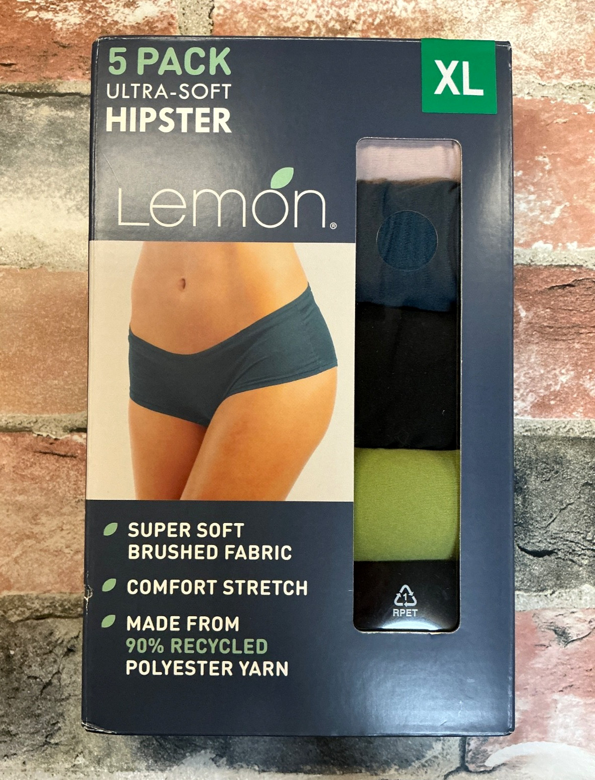 Lemon Women’s 5 Super Soft Brushed Hipster Panties Comfort Stretch XL NIB