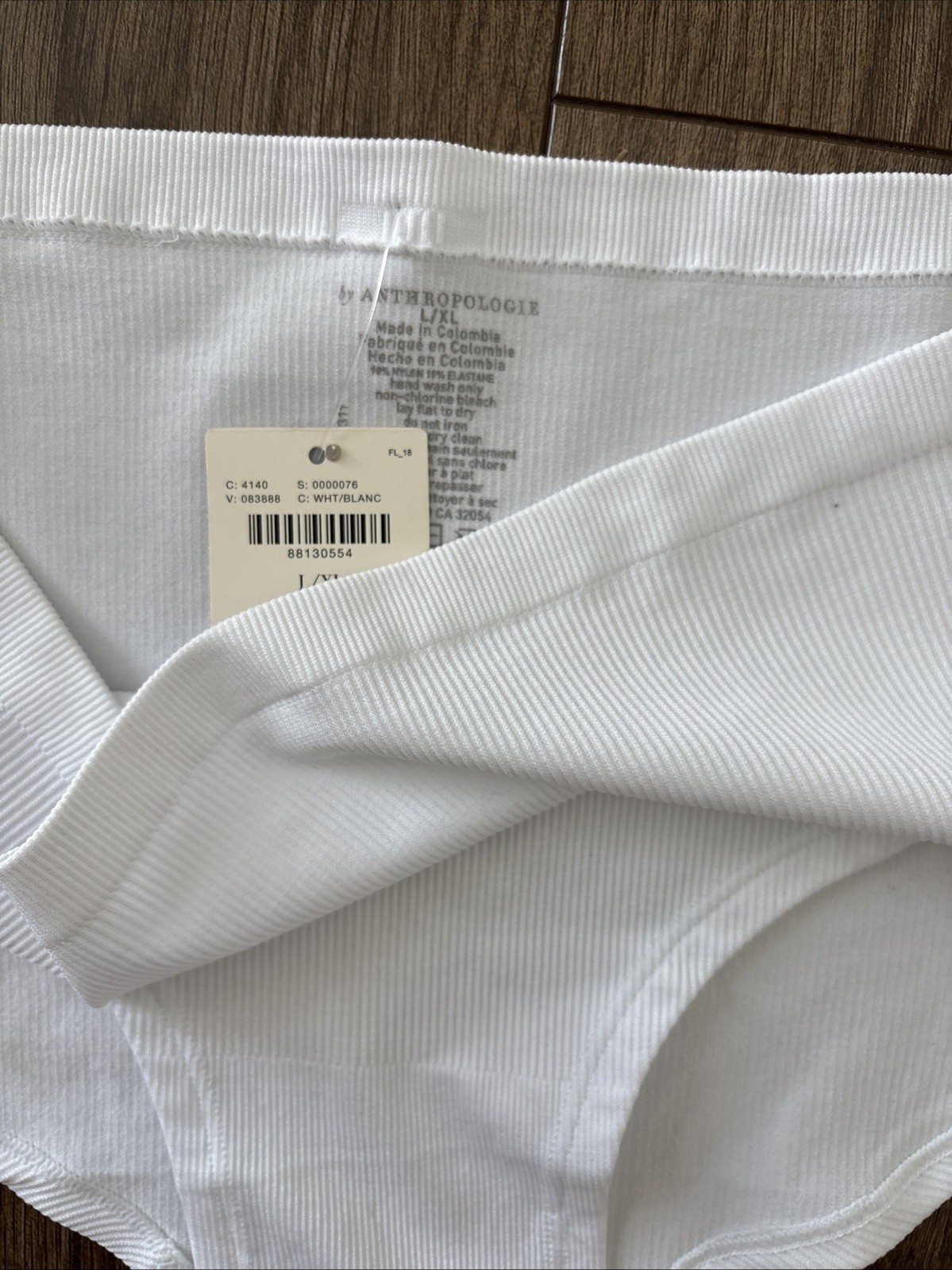 Anthropologie Panty Panties Seamless Ribbed Hipster Brief White Modal Large L XL