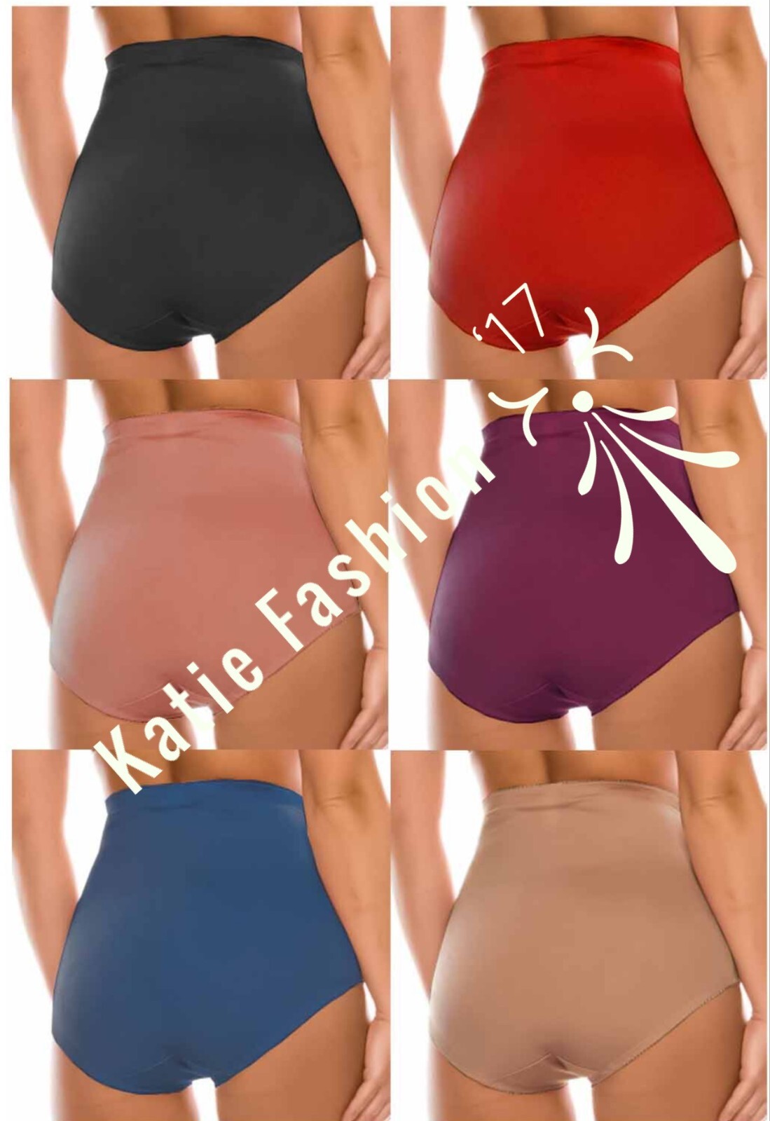 6 pk Women Full Coverage High Waist Light Tummy Control Satin Girdle Panty 2X-5X