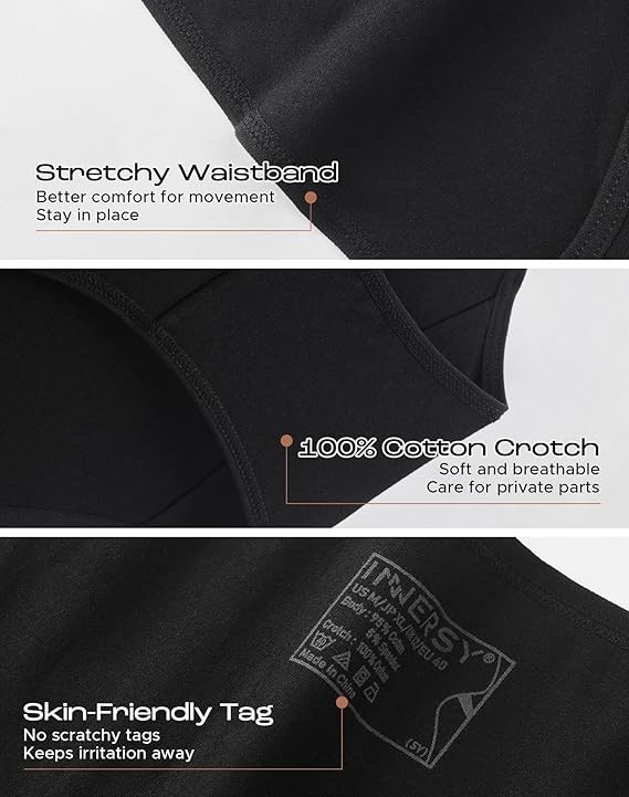INNERSY Womens Hipster Panties Cotton 6 Pack Regular Size Small Underwear