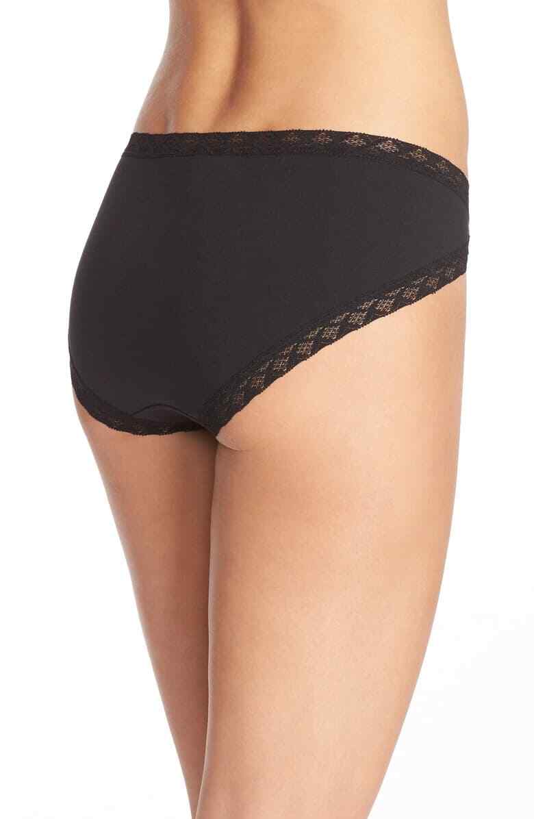 Natori Black Bliss Lace-Trim Cotton French-Cut Brief Women’s Size Small L58018