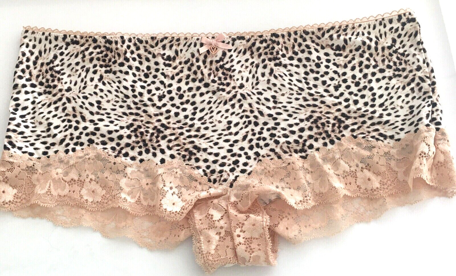 Victorias Secret Champagne Cheetah Shortie Boyshort Panty Size XL Soft Sexy Lace