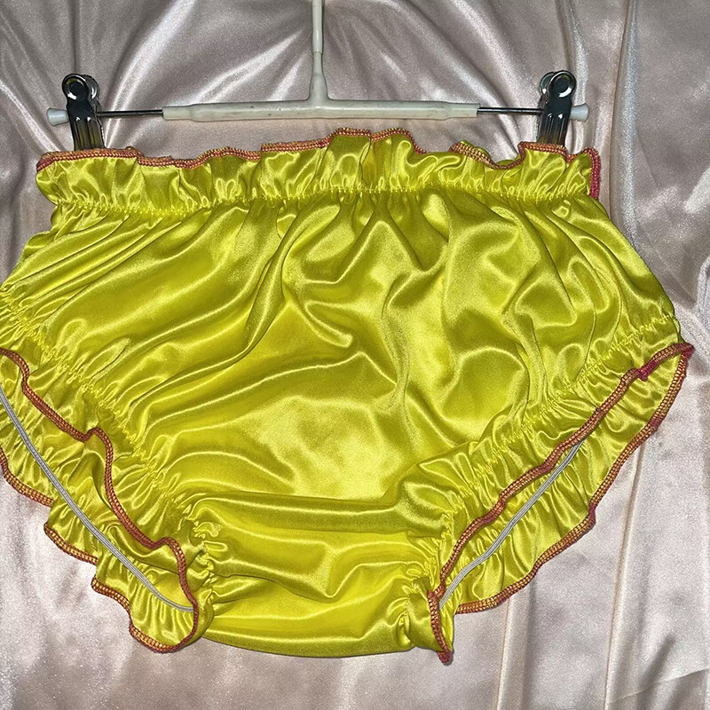 Women’s Men’s Faux Satin Silk Panties Briefs Underpants Ruffles Stretch Princess