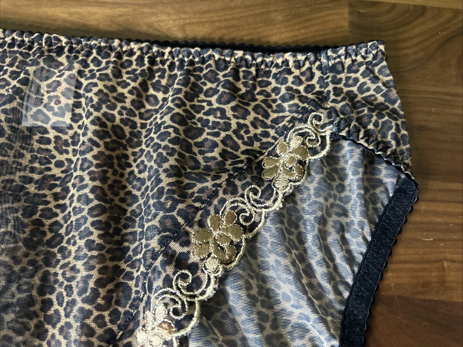 Vtg Lunaire Sheer Panties Floral Mega Hi-Cut Panties XL 8 High Leg Briefs