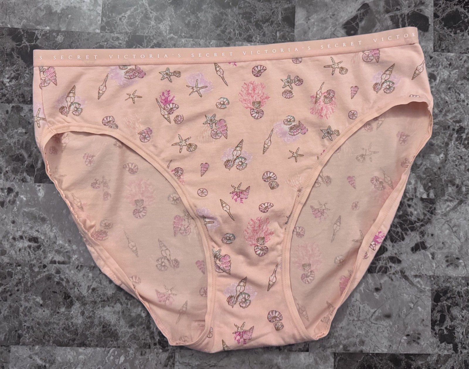 VICTORIA’S SECRET XL SEASHELL STARFISH LIGHTWEIGHT BAND HIGH LEG BRIEF PANTIES