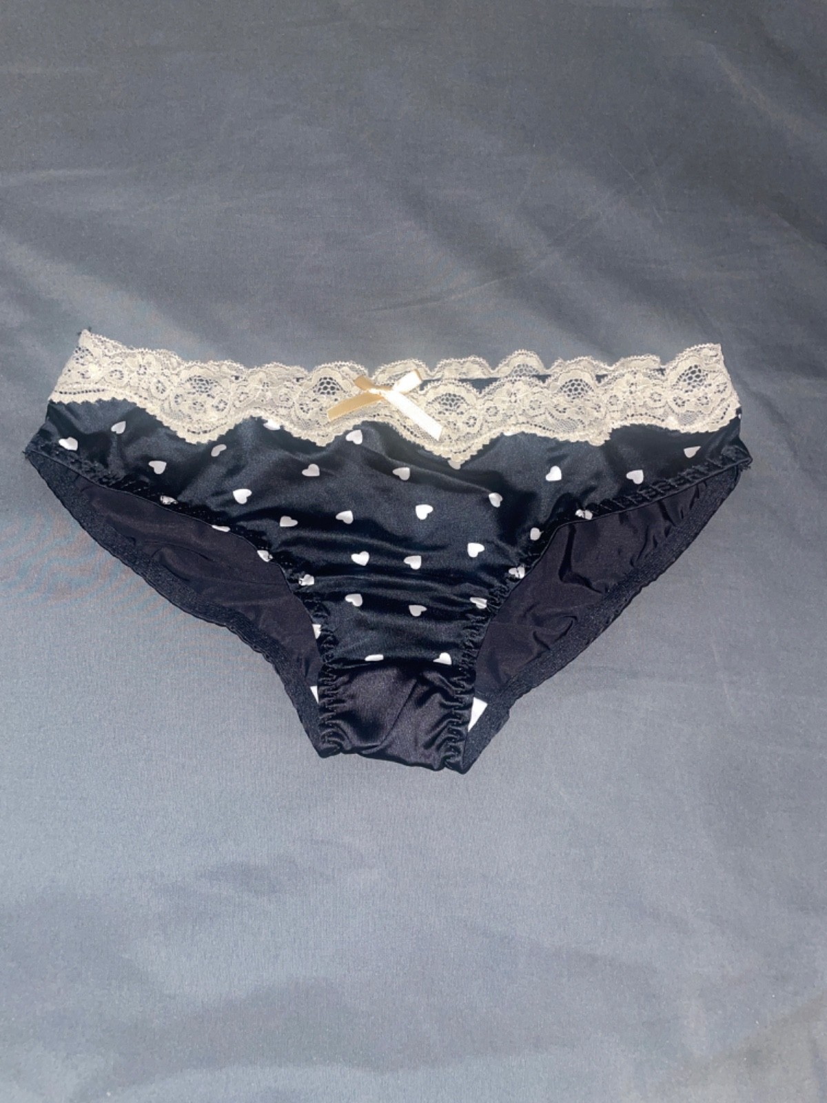 Vintage Style Black Soft Silky Satin Bikini Panties