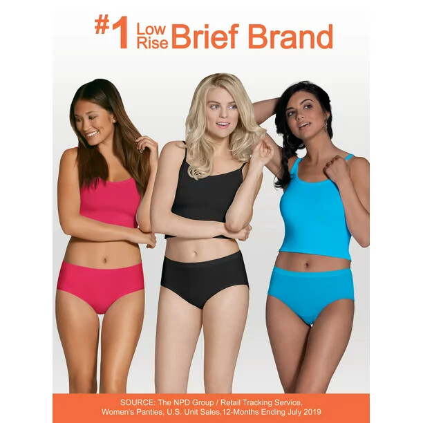 Fruit of the Loom Women’s Low-Rise Brief Underwear, 6 or 12 Pack, Sizes S-2XL