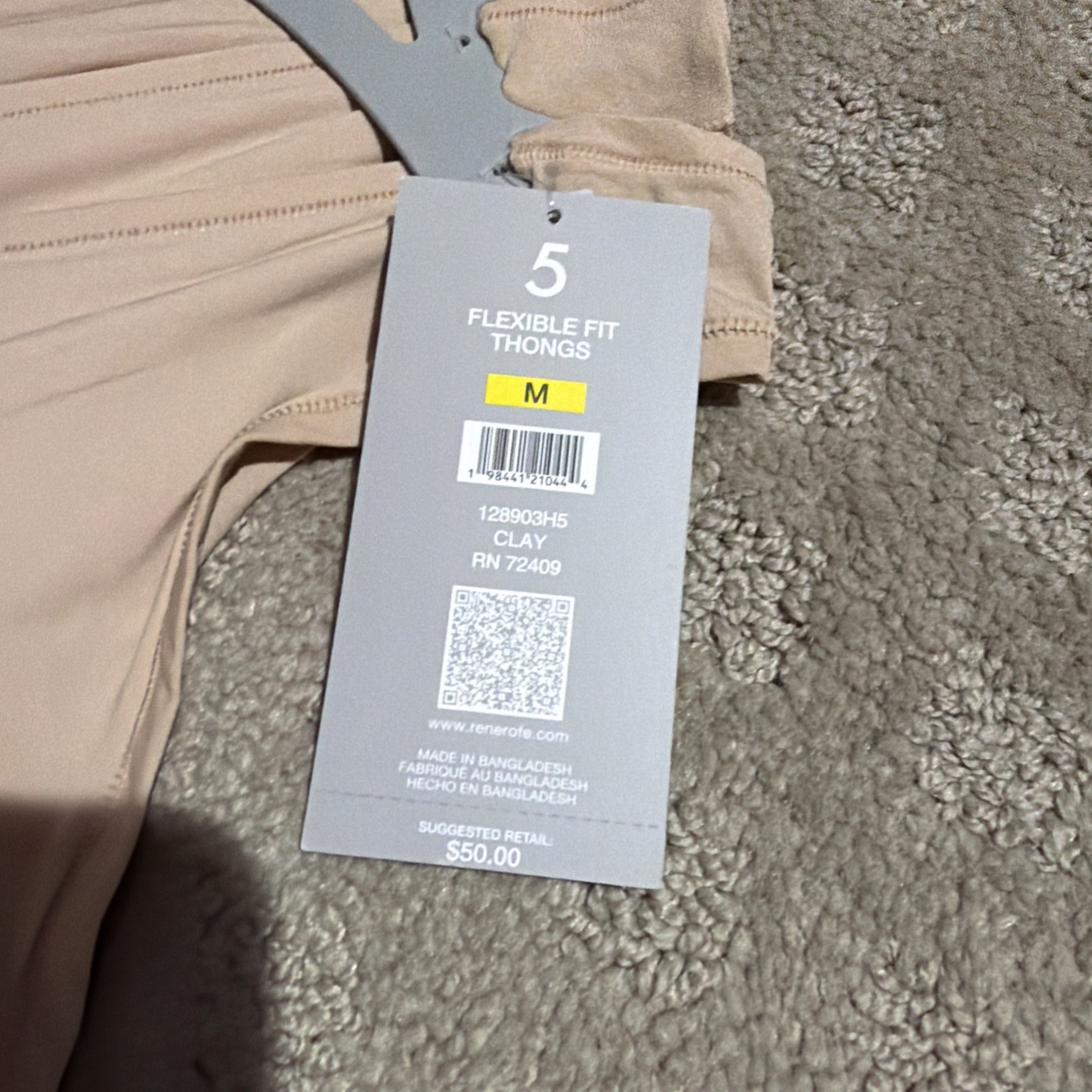 Essentials By Rene Rofe 5pk Clay (Nude/Tan) Flexible Fit Thongs. Sz M. NWT!