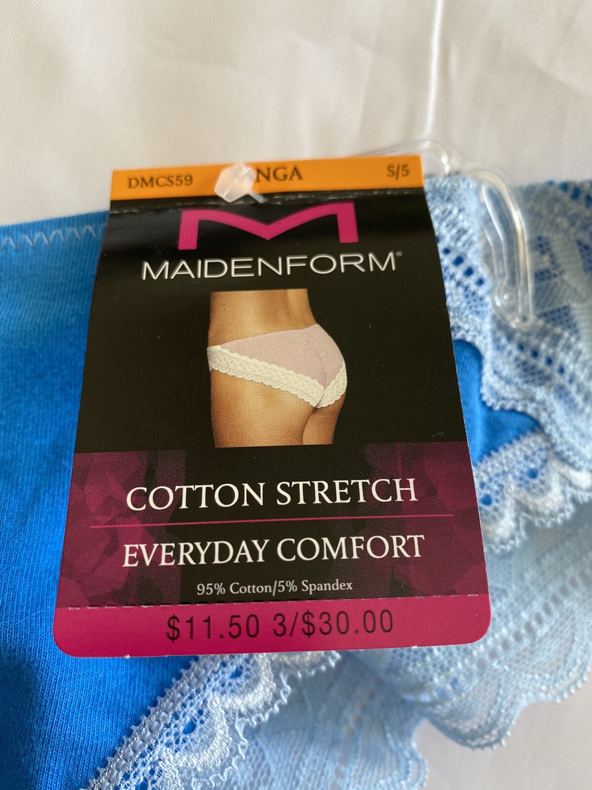 Maidenform Cotton Stretch Tanga Style DMCS59 Size Small Size 5 – Blue – New