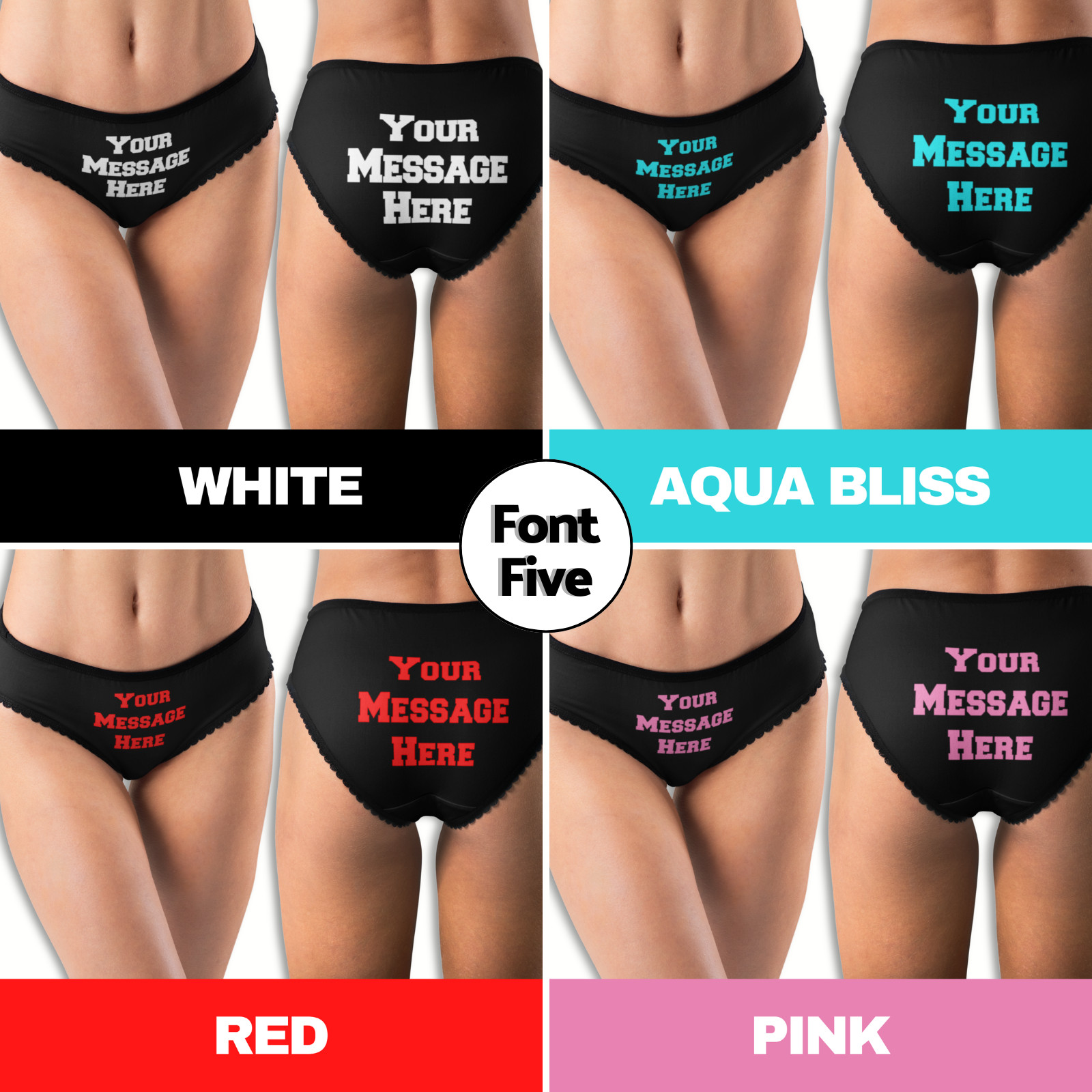 Custom Women’s Hipster Panties – Personalized Underwear – Choose Font & Color