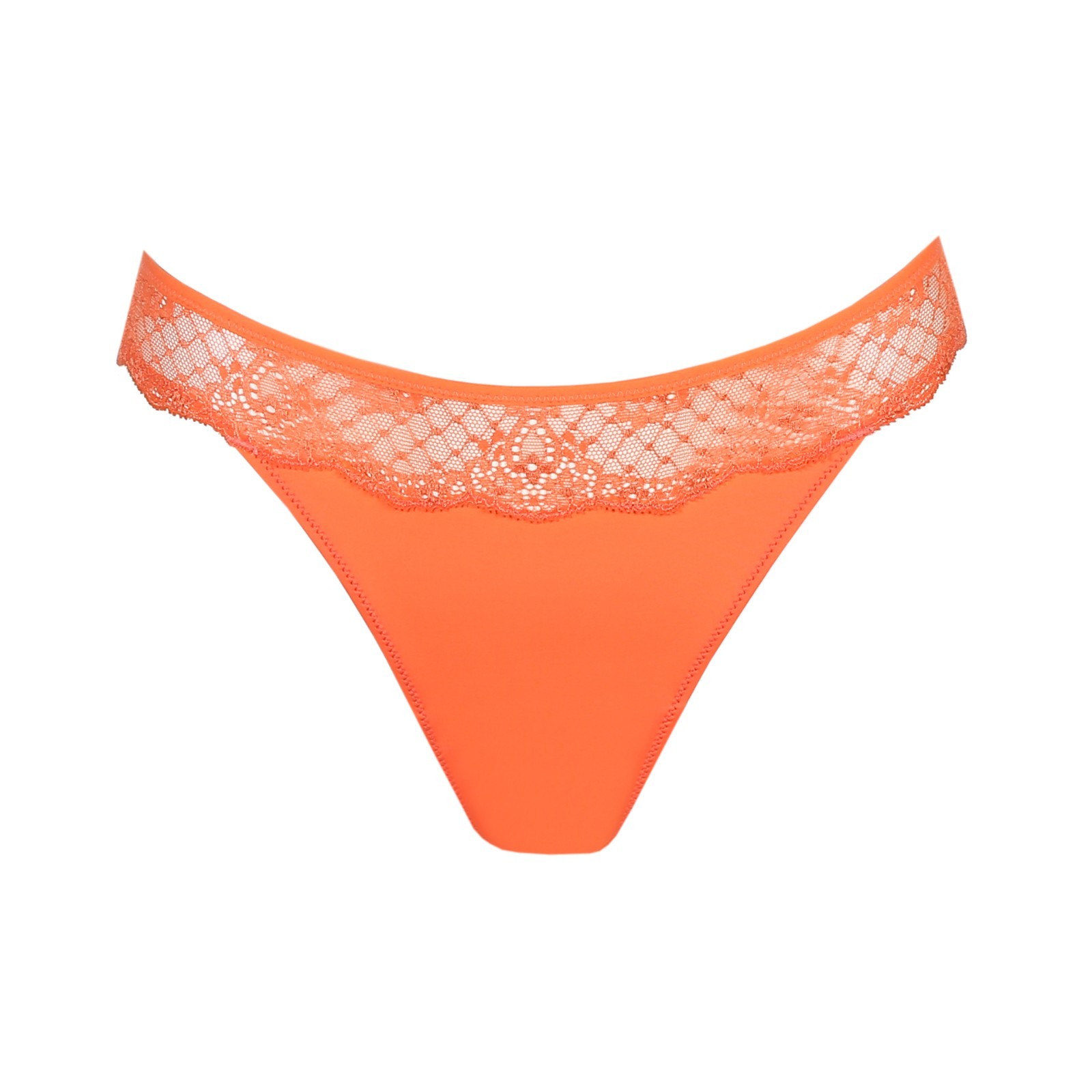 NWT Marie Jo Pearl Floral Scalloped Lace Thong Panty Keyhole Small Coral Orange
