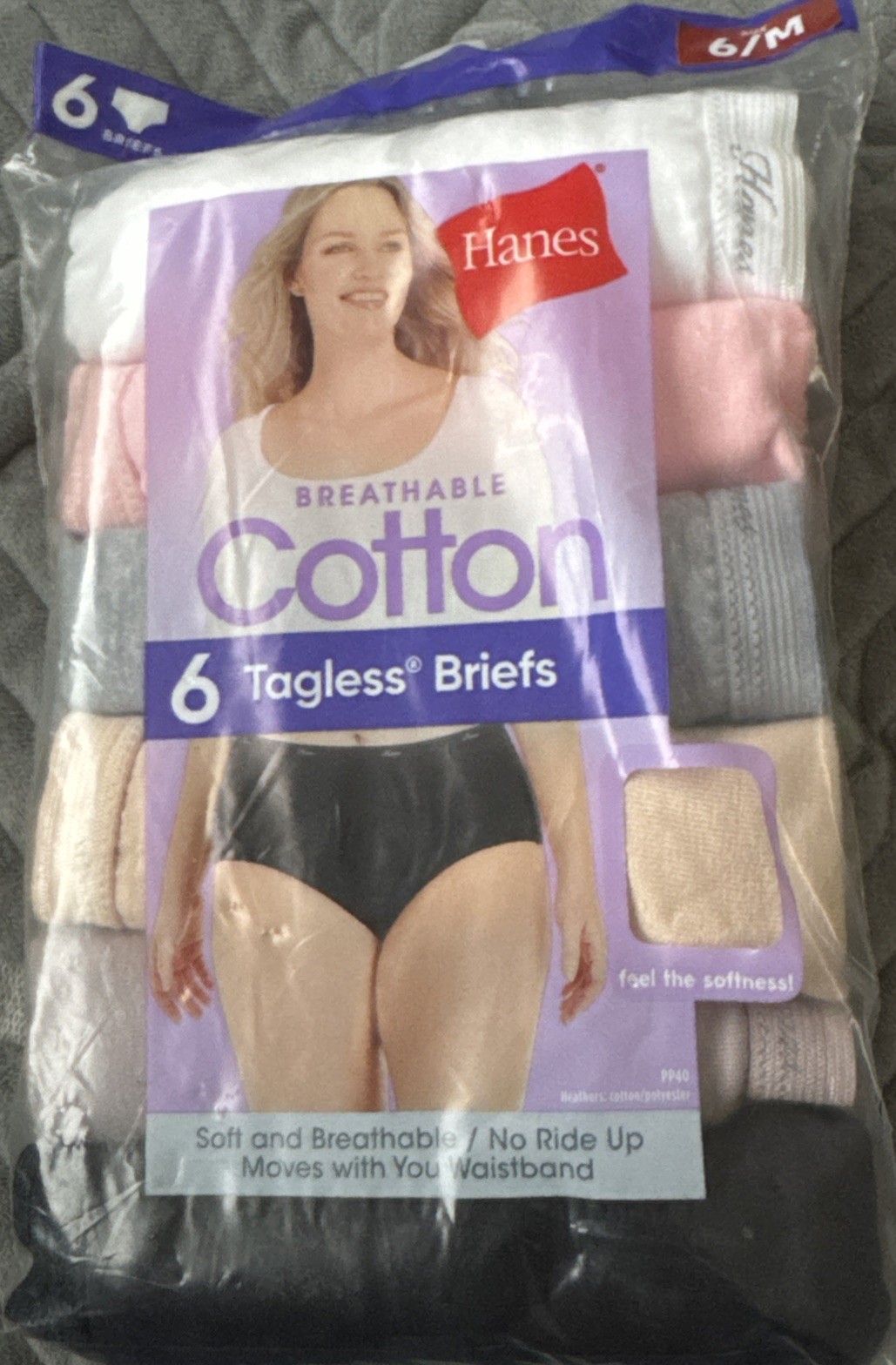 Women’s Hanes Tagless 6 Pack Cotton Brief Panty Set – Size 6 NWT