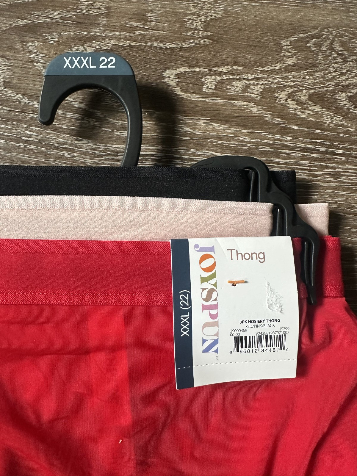 Joyspun Hosiery Thong Panties Semi-Sheer Black Pink Red Womens XXXL 22