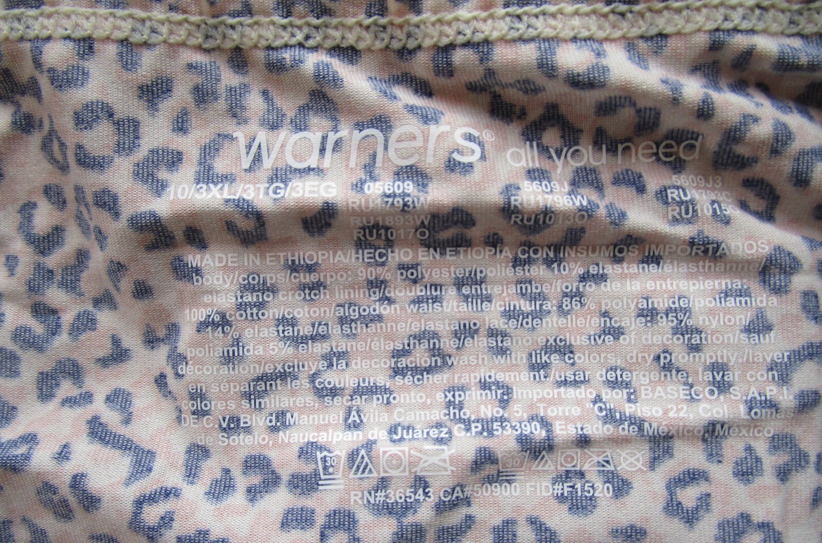 Warners No Pinching No Problems Hipster Pantie 3 Pack Style 5609J Size 3XL 10