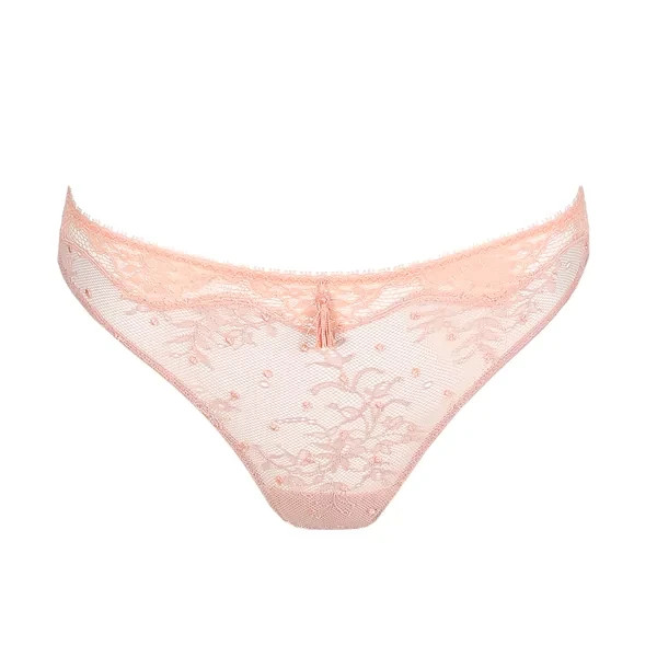 NWT Marie Jo Lily Embroidered Floral Lace Thong Panty Powder Rose Tassel Small