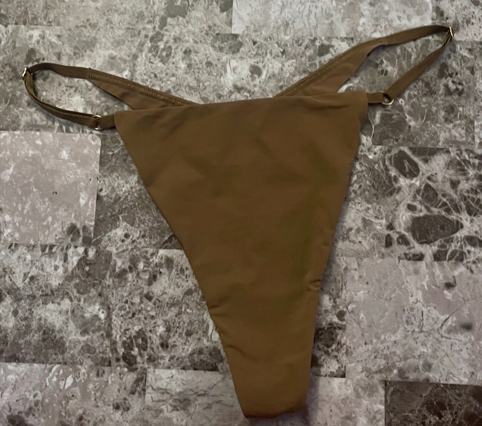 NWOT VICTORIA’S SECRET LARGE BROWN ADJUSTABLE STRAP VINTAGE RARE THONG PANTIES