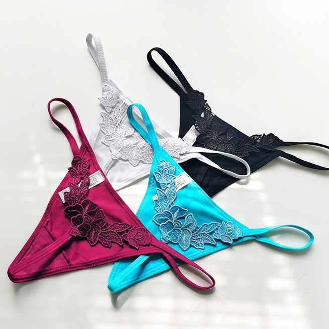 1/4 Pack Lot Womens Sexy G-string Thong T-back Panties High Cut Floral Lingeries